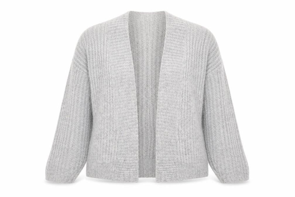 Next Women Grey Chunky Knit Cardigan M Relaxed Fit Long Sleeve