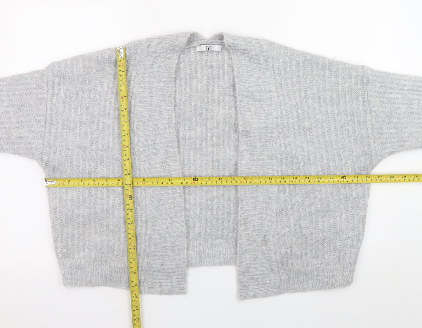 Next Women Grey Chunky Knit Cardigan M Relaxed Fit Long Sleeve
