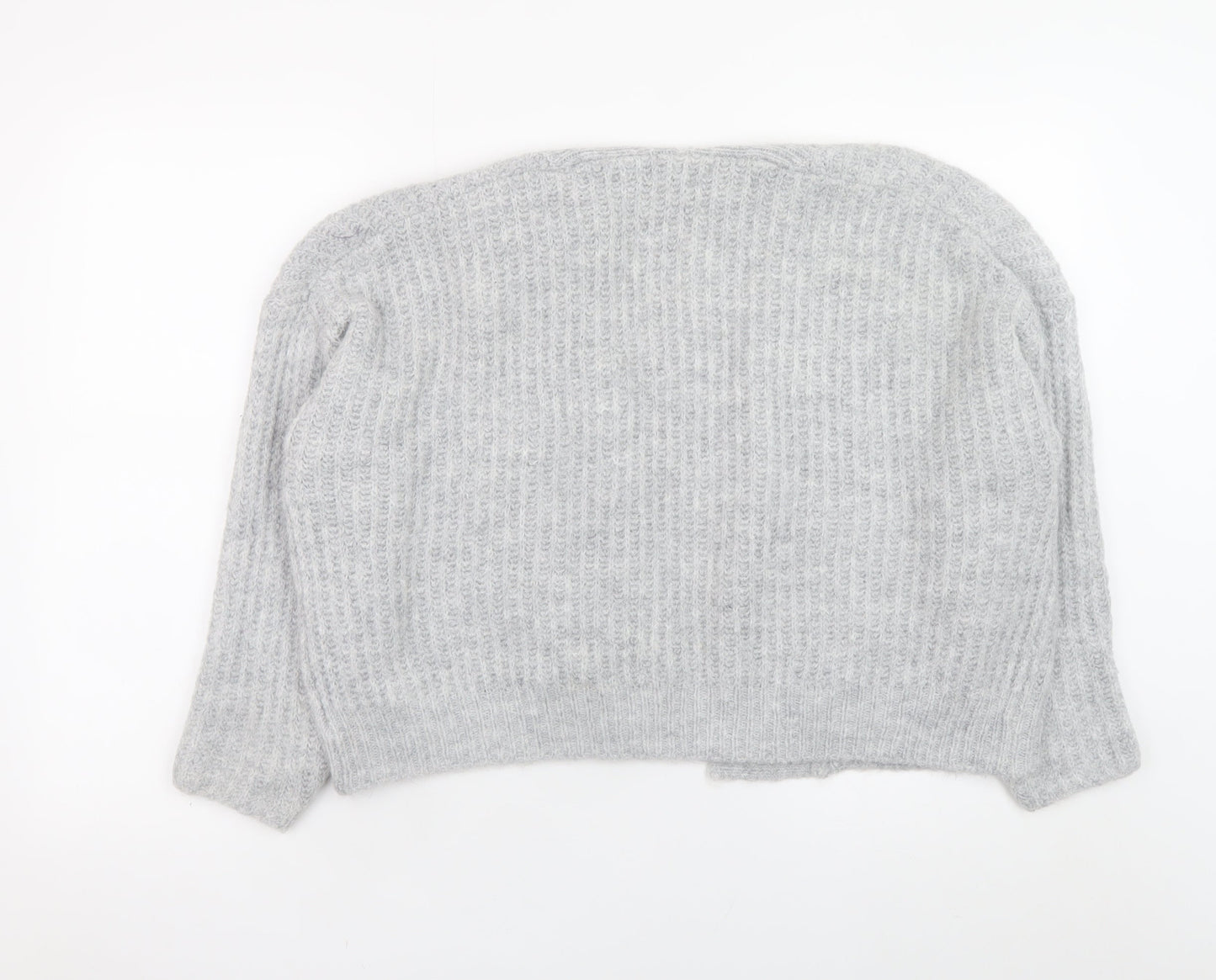 Next Women Grey Chunky Knit Cardigan M Relaxed Fit Long Sleeve