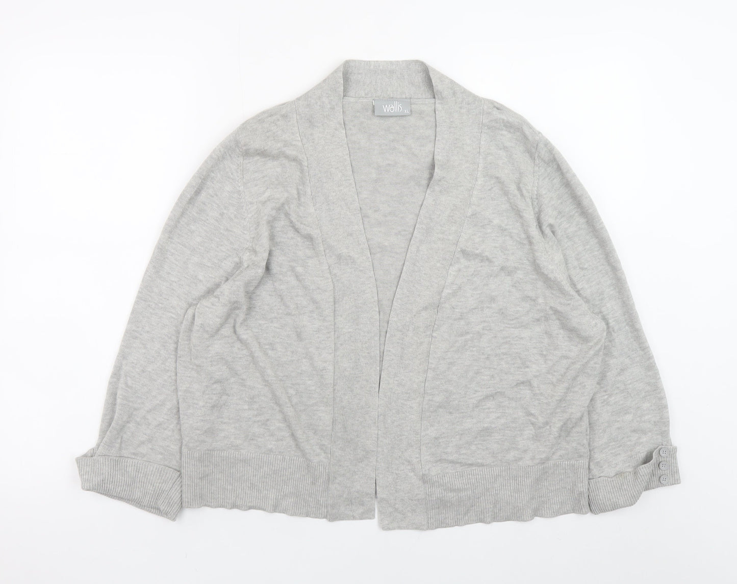Wallis Women’s Grey Cardigan XL Cotton Blend Knit Open Front