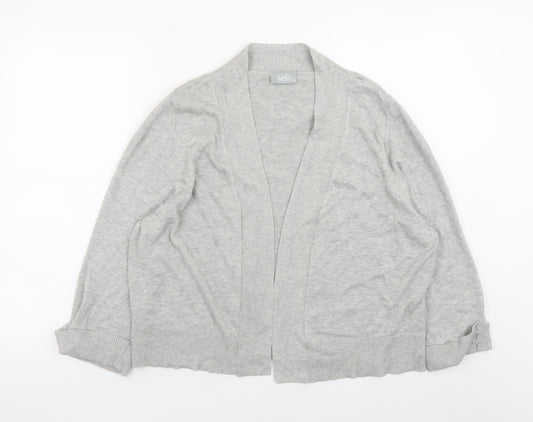Wallis Women’s Grey Cardigan XL Cotton Blend Knit Open Front