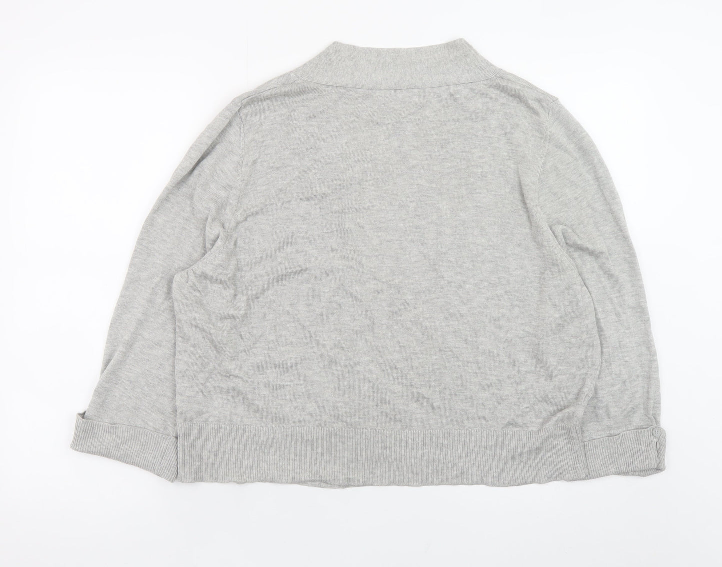 Wallis Women’s Grey Cardigan XL Cotton Blend Knit Open Front