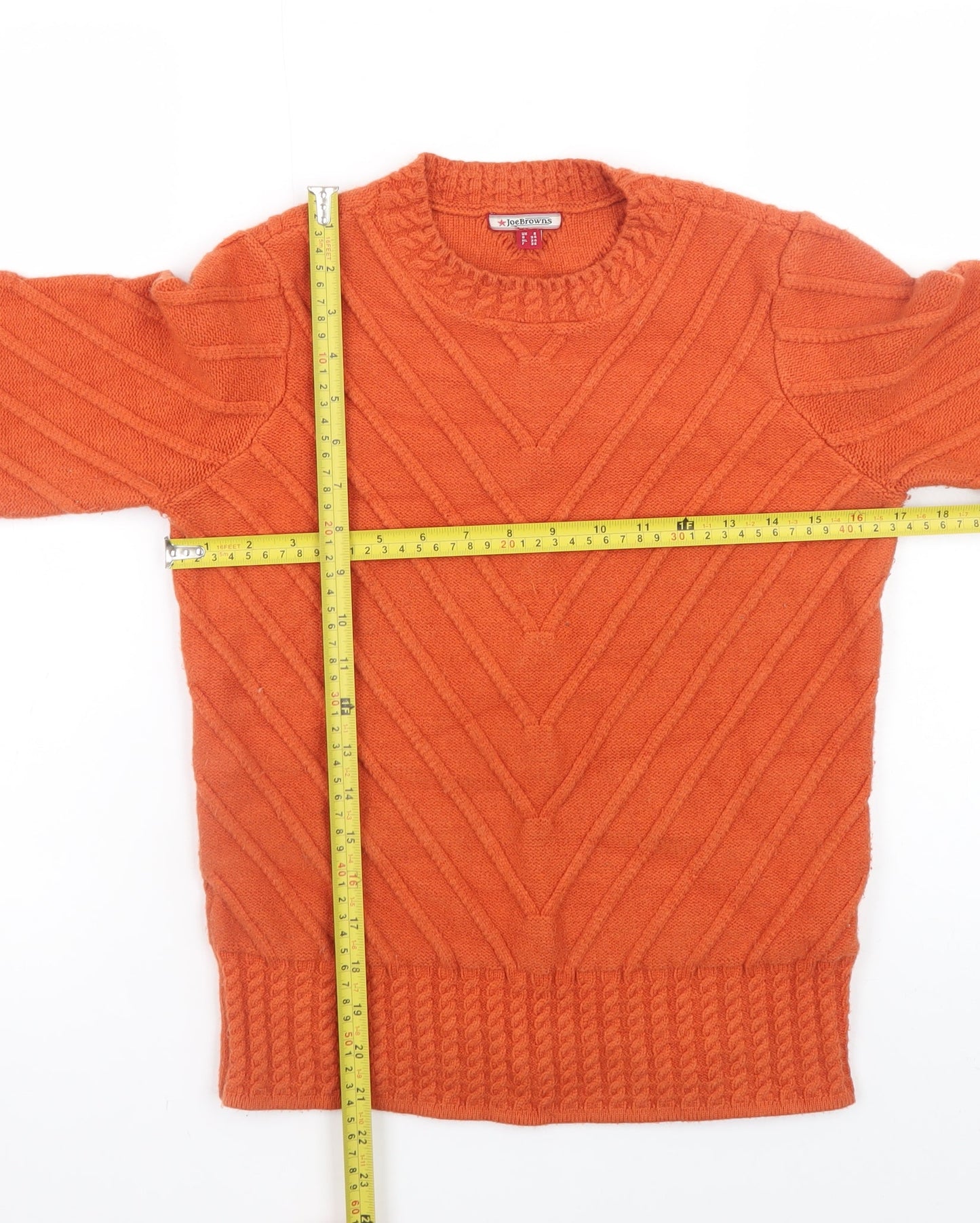 Joe Browns Womens Orange Chunky Knit Pullover Jumper Size 8
