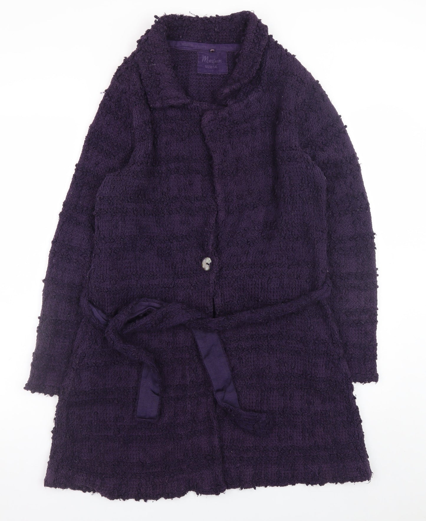Monsoon Women’s Purple Knit Belted Long Cardigan Size 14