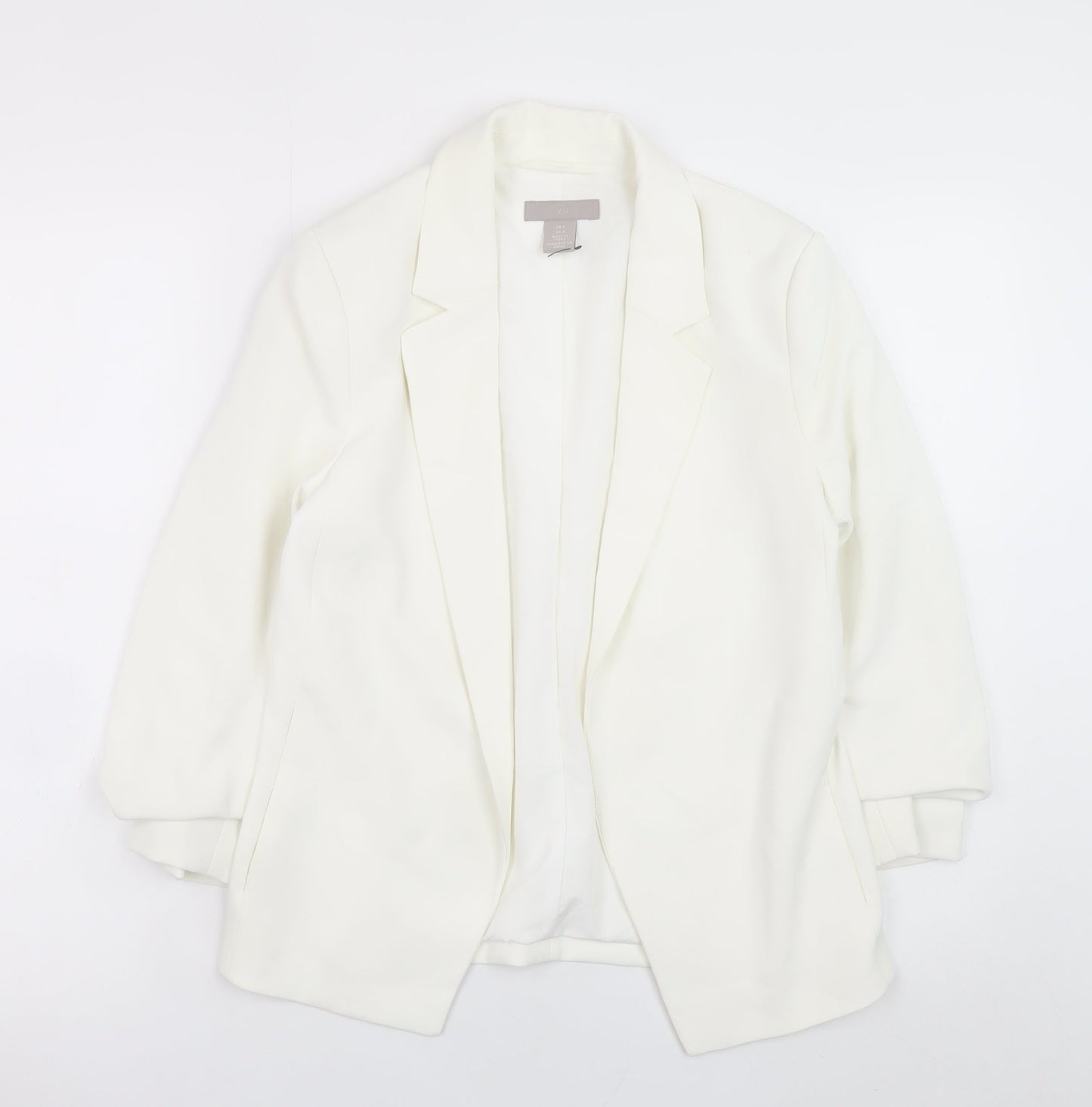 H&M Women’s White Blazer Jacket Size 6 Classic Lined Workwear