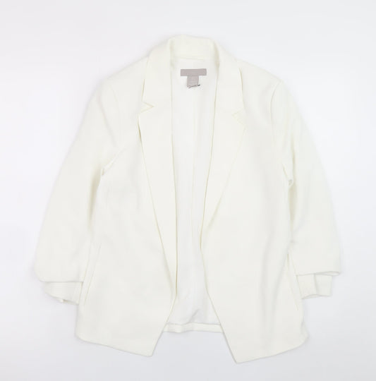 H&M Women’s White Blazer Jacket Size 6 Classic Lined Workwear