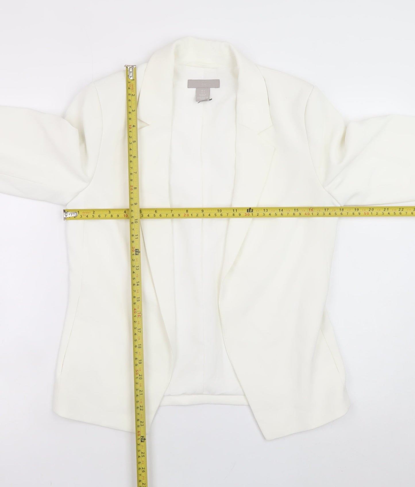 H&M Women’s White Blazer Jacket Size 6 Classic Lined Workwear