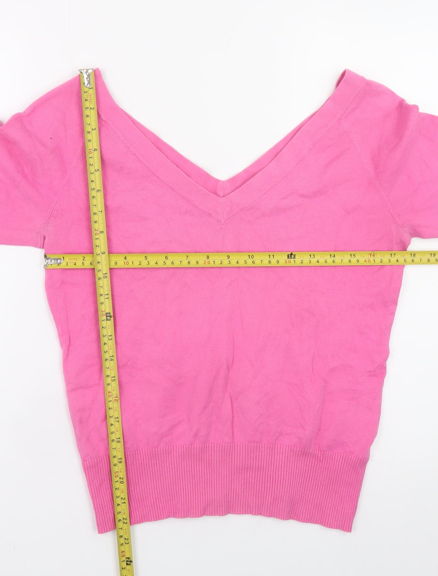 Fenn Wright Manson Women’s Pink V-Neck Cotton Blend Jumper Size 16
