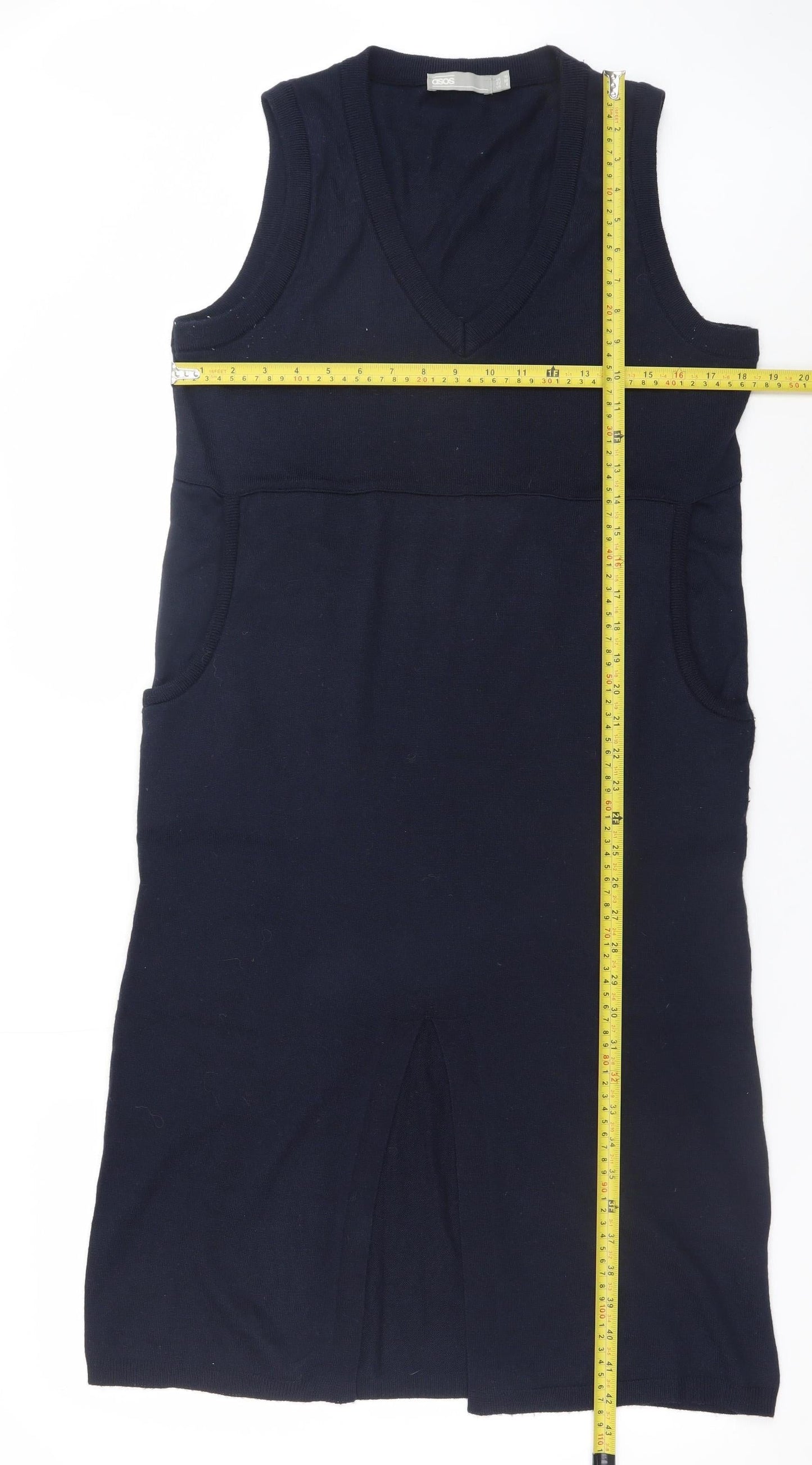 ASOS Women’s Black V-Neck Acrylic Knit Jumper Dress Size 10