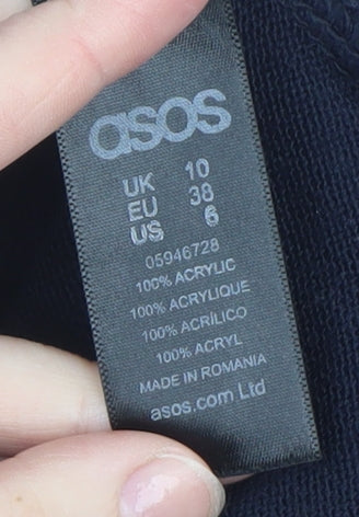 ASOS Women’s Black V-Neck Acrylic Knit Jumper Dress Size 10