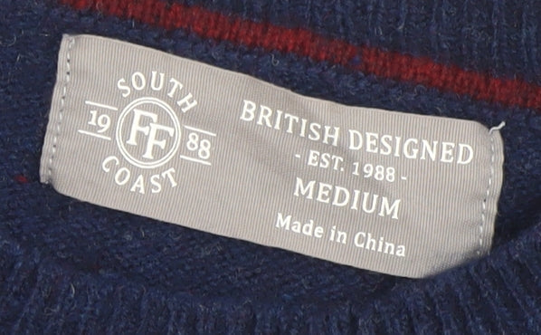 South Coast Men’s Blue Lambswool Crew Neck Jumper Medium