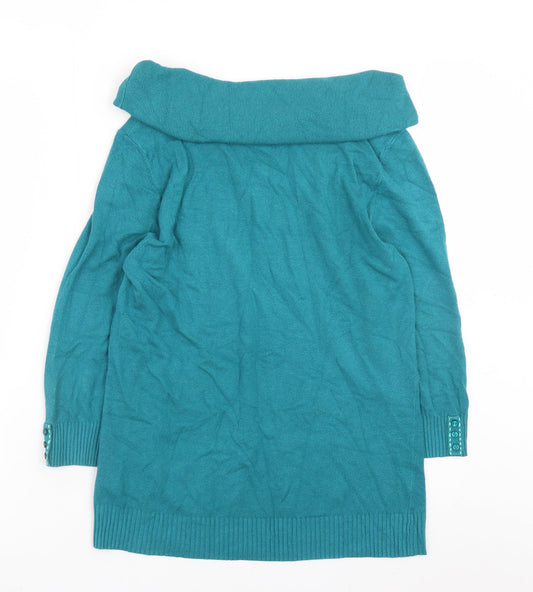 Marks and Spencer Per Una Women’s Teal Cowl Neck Long Sleeve Jumper Size 14