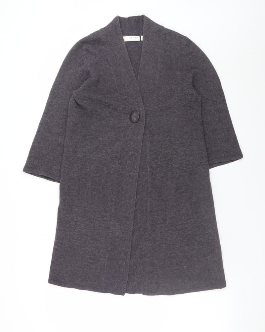 Kenar Women's Grey Wool Angora Blend Long Cardigan UK 10 S