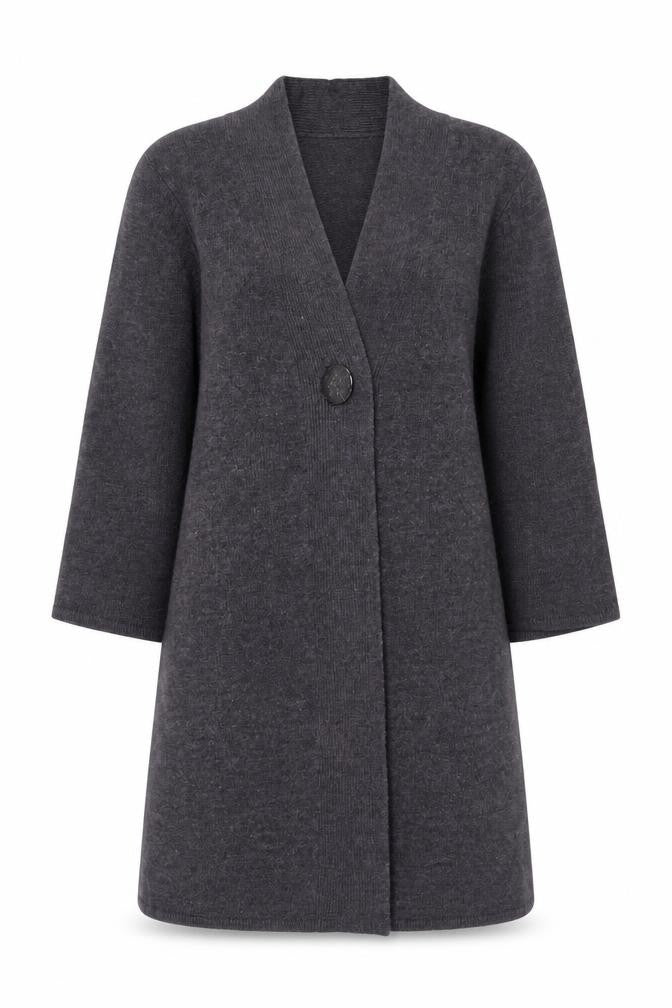 Kenar Women's Grey Wool Angora Blend Long Cardigan UK 10 S