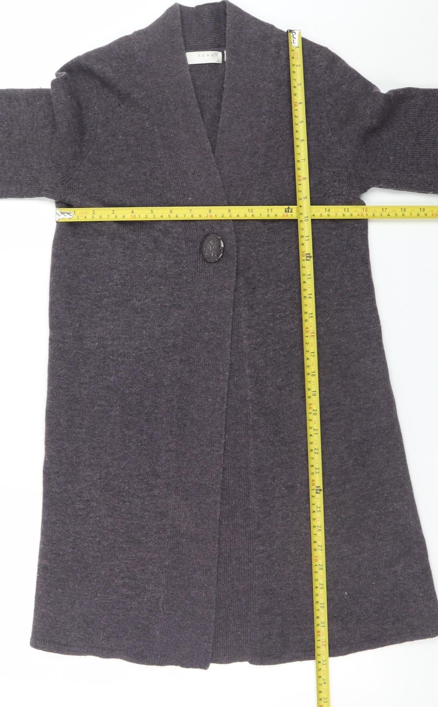 Kenar Women's Grey Wool Angora Blend Long Cardigan UK 10 S