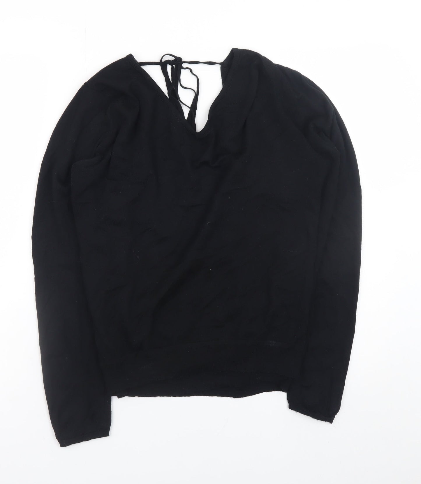 John Smedley Women's Black Merino Wool Wrap Jumper M
