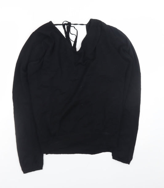 John Smedley Women's Black Merino Wool Wrap Jumper M