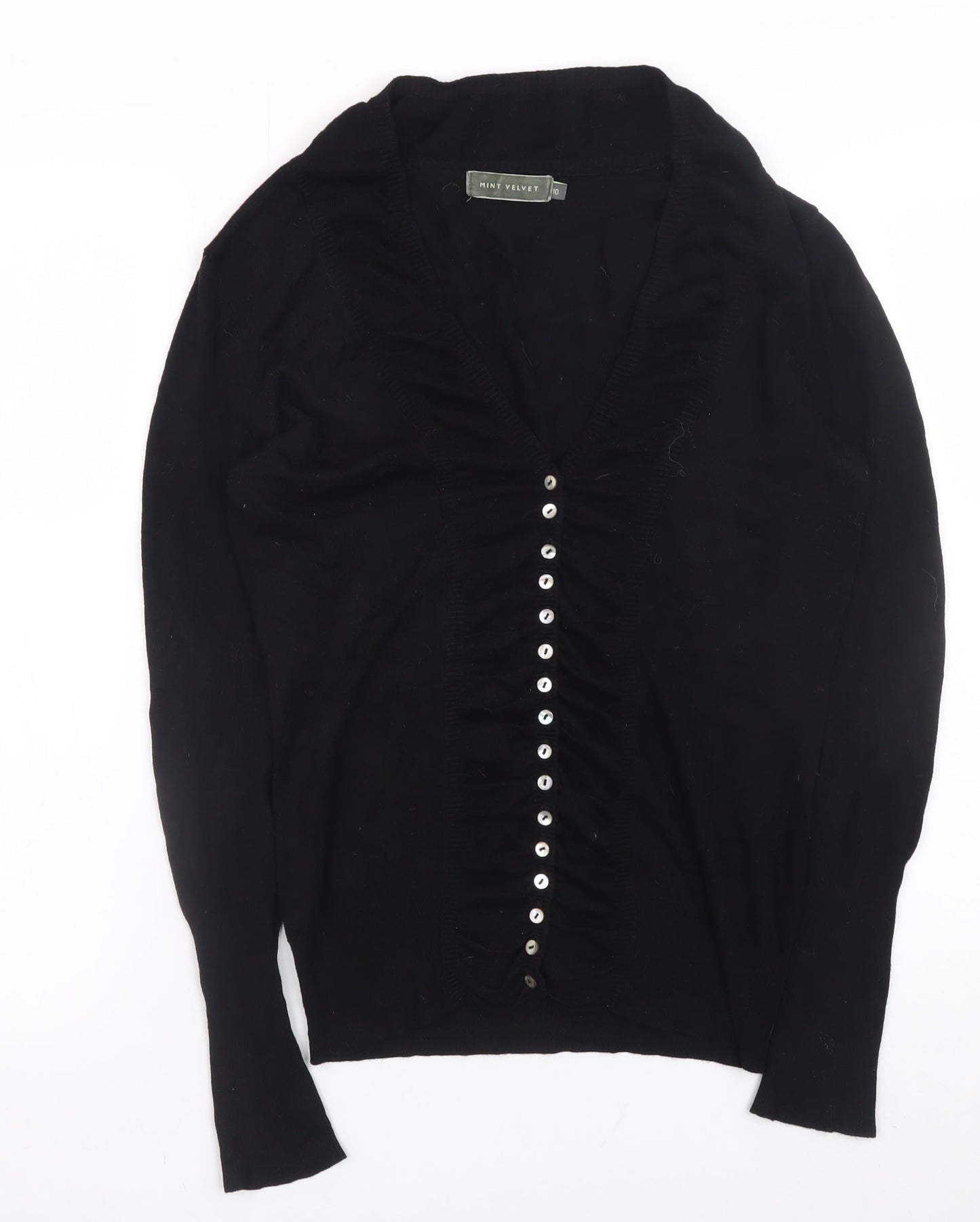 Mint Velvet Women's Black Size 10 V-Neck Buttoned Cardigan