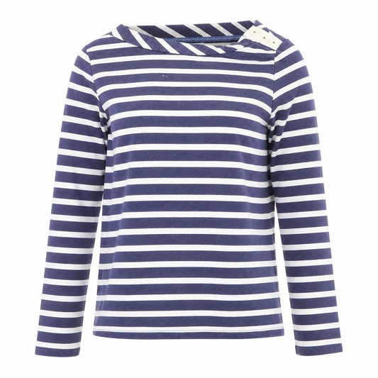 Boden Women Navy White Striped Cotton Long Sleeve Pullover UK 12