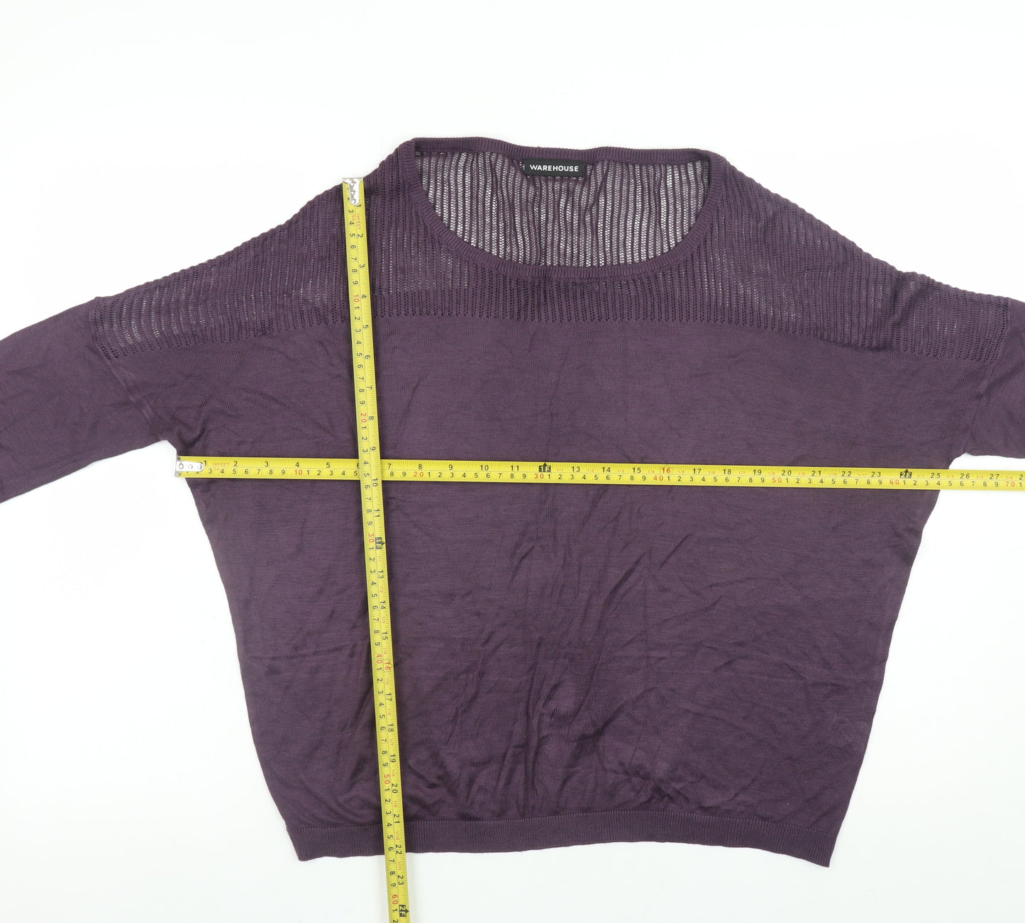 Warehouse Women’s Purple Knit Pullover Jumper UK 12 Relaxed Fit