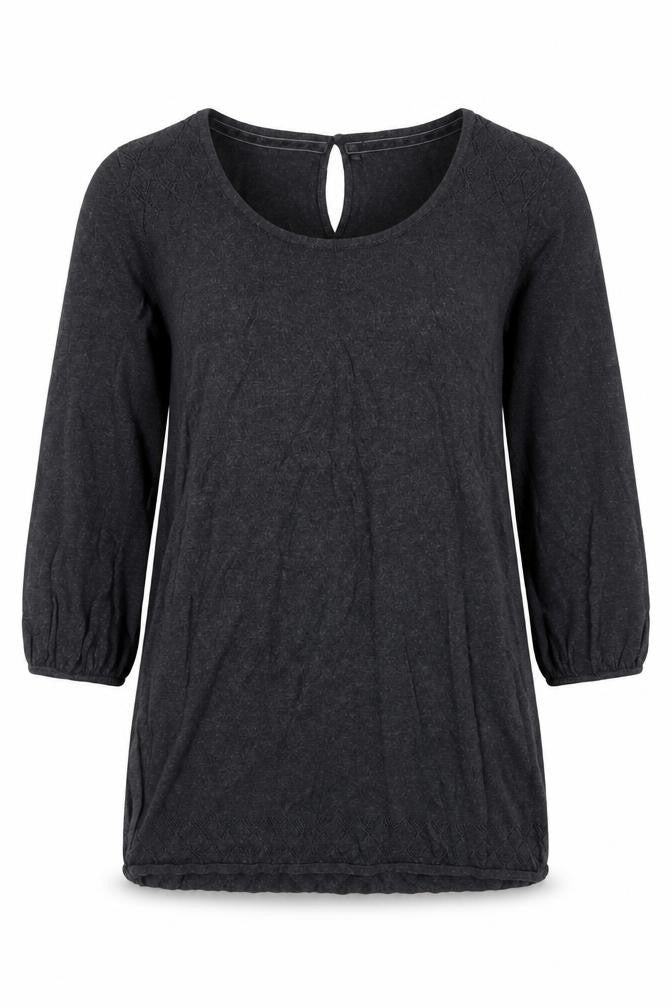 Fat Face Women's Black Cotton 3/4 Sleeve Pullover Jumper Size 10