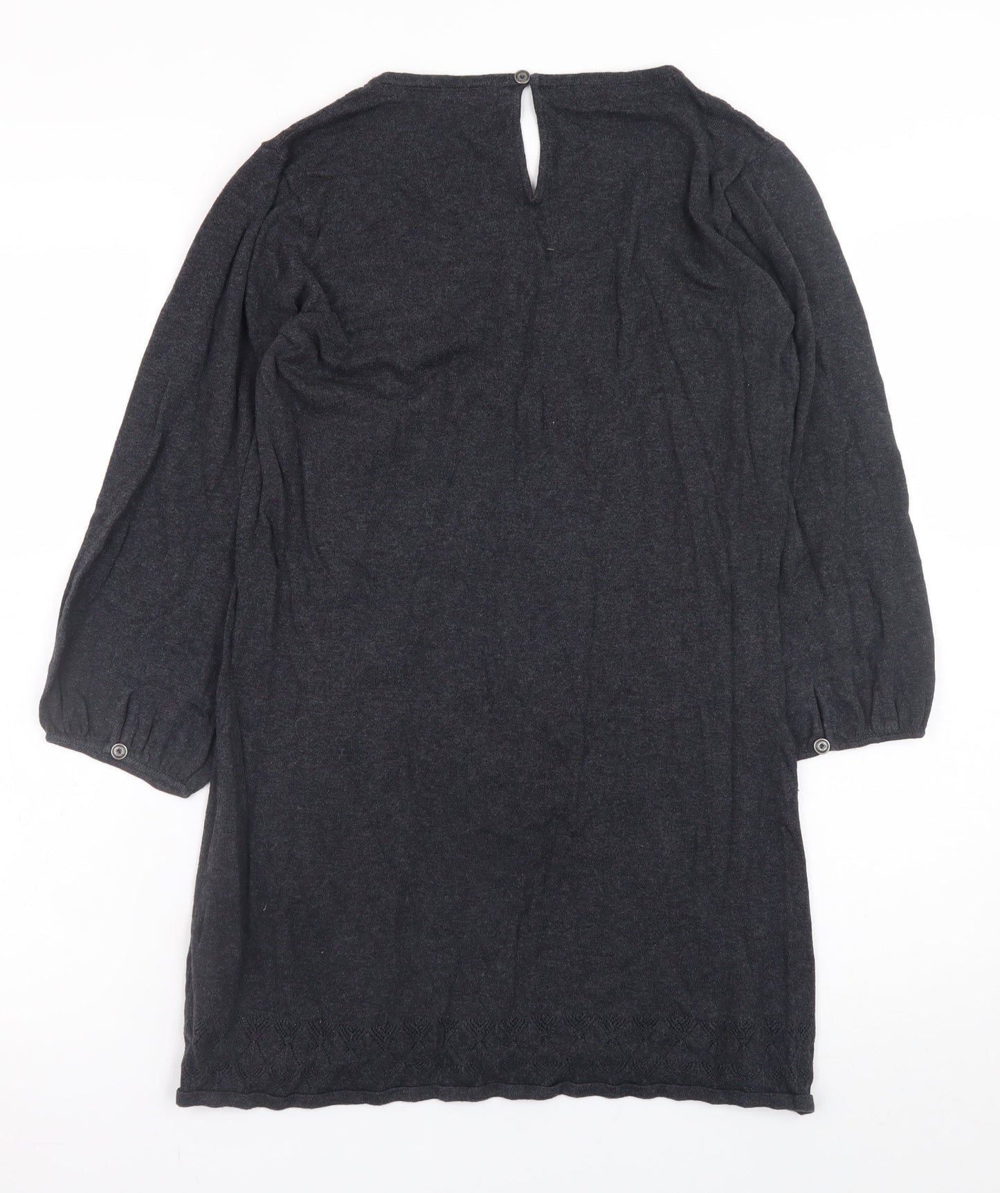 Fat Face Women's Black Cotton 3/4 Sleeve Pullover Jumper Size 10