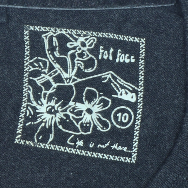 Fat Face Women's Black Cotton 3/4 Sleeve Pullover Jumper Size 10