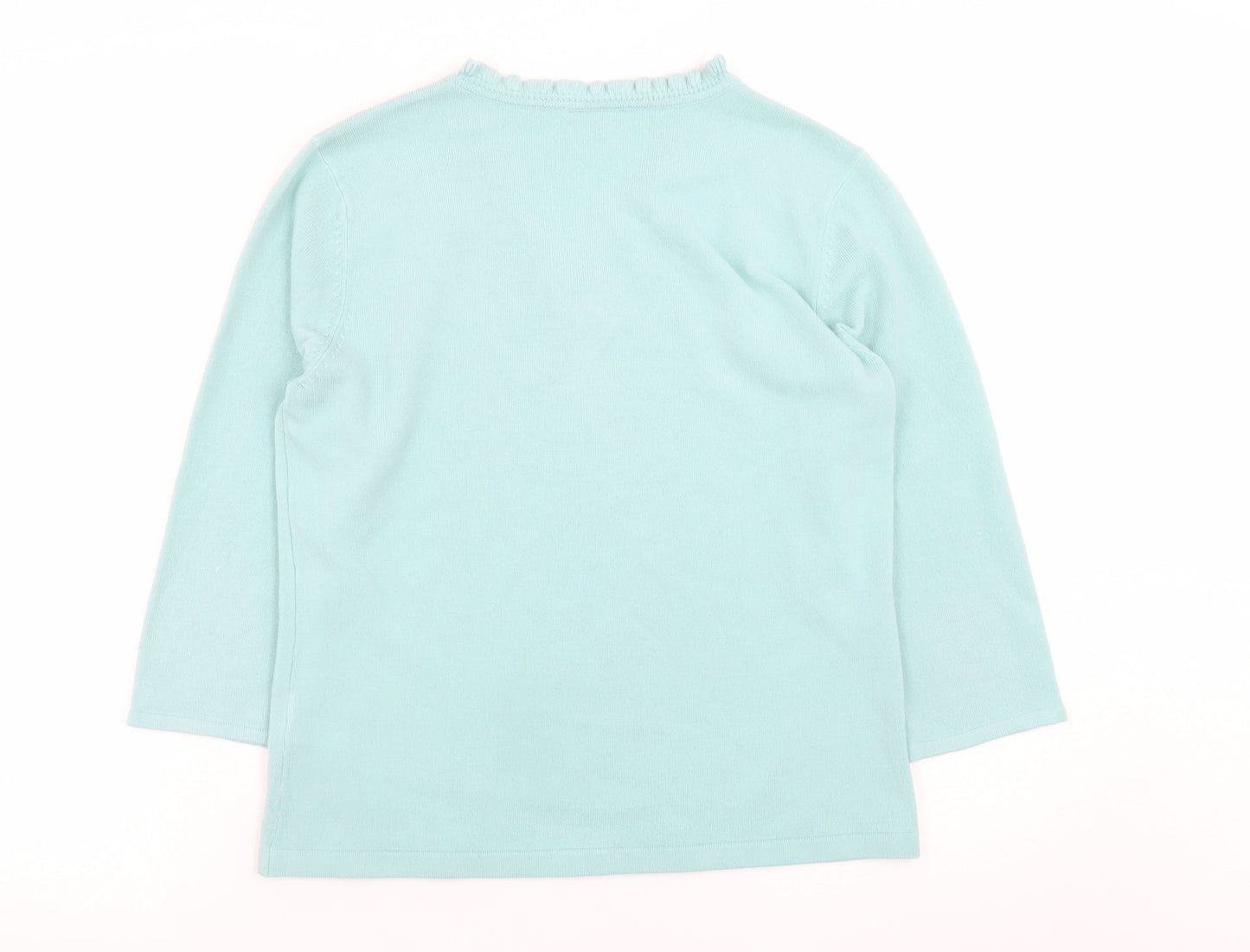 Eastex Women Blue V-Neck 3/4 Sleeve Acrylic Knit Jumper Size 12