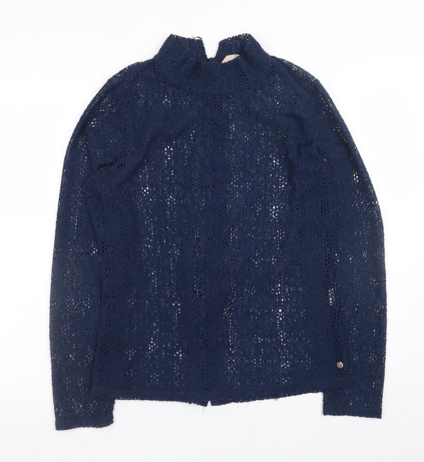 Garcia Jeans Women's Blue Crochet Mock Neck Cardigan Size M