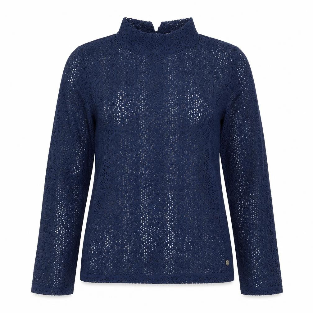 Garcia Jeans Women's Blue Crochet Mock Neck Cardigan Size M