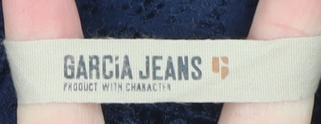 Garcia Jeans Women's Blue Crochet Mock Neck Cardigan Size M