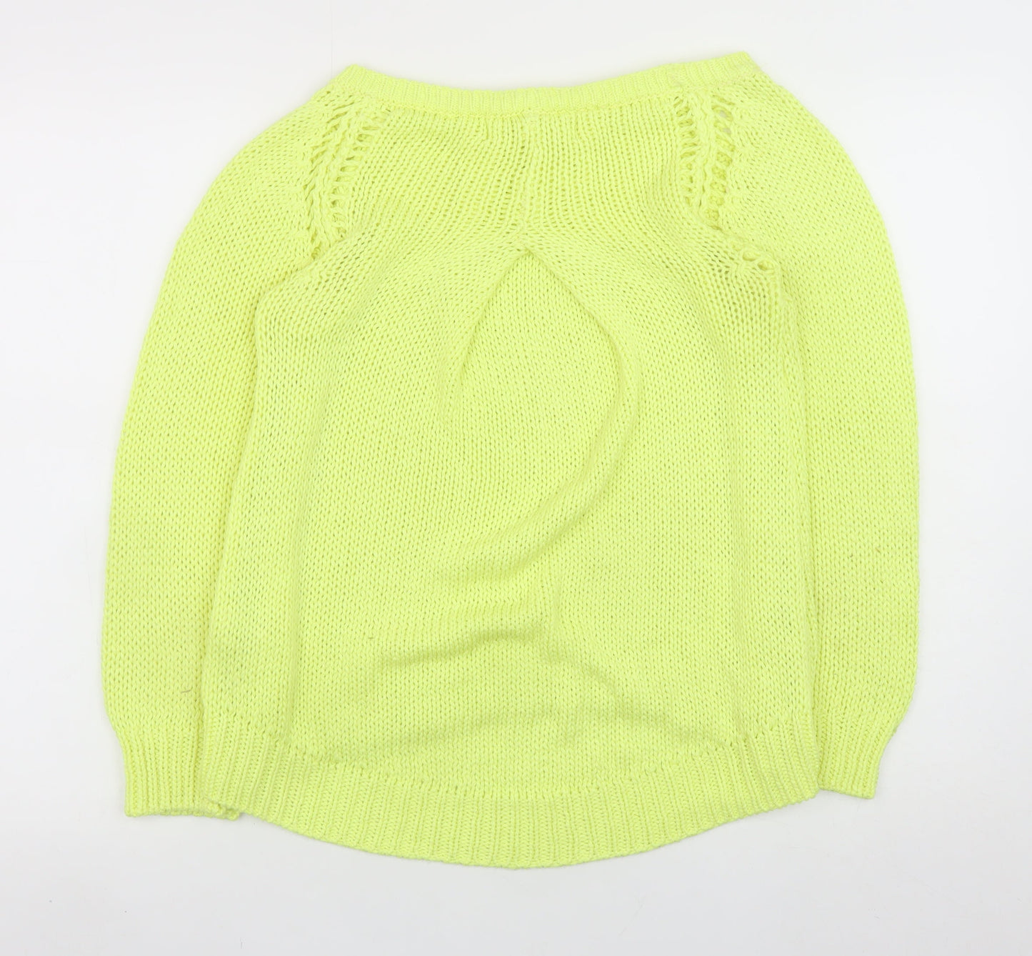 Zara Women’s Yellow Chunky Knit Boat Neck Pullover Jumper Size L