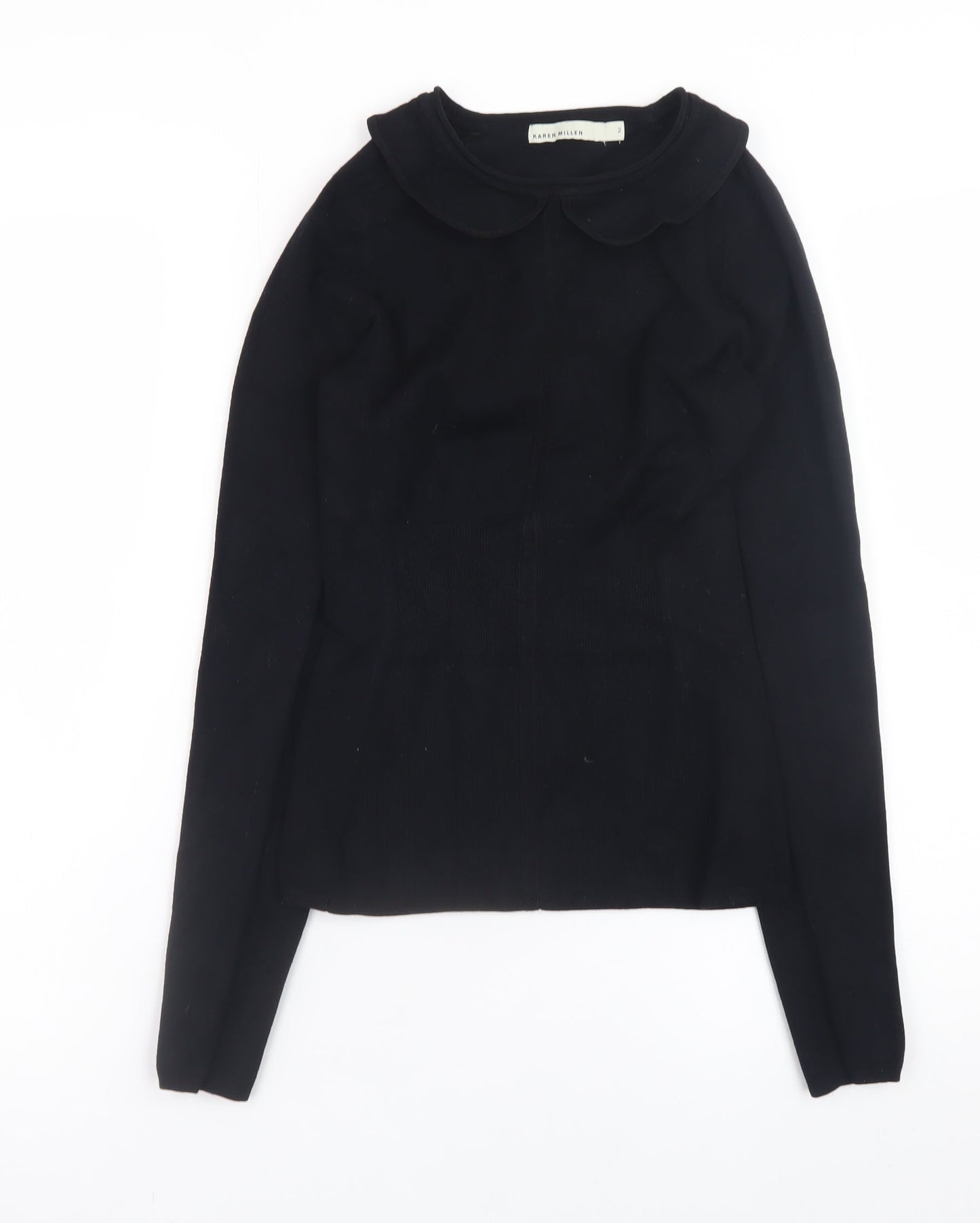Karen Millen Women's Black Peter Pan Collar Pullover Jumper Size 10