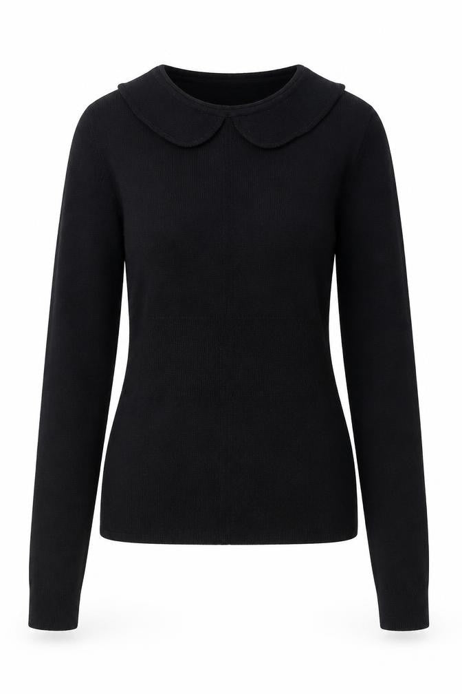 Karen Millen Women's Black Peter Pan Collar Pullover Jumper Size 10