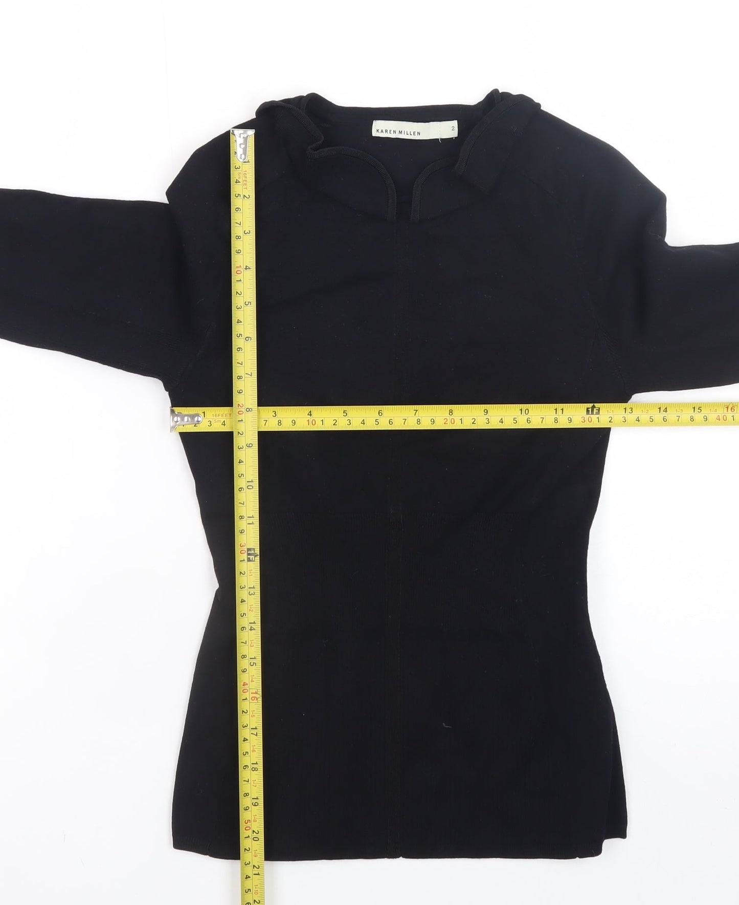 Karen Millen Women's Black Peter Pan Collar Pullover Jumper Size 10