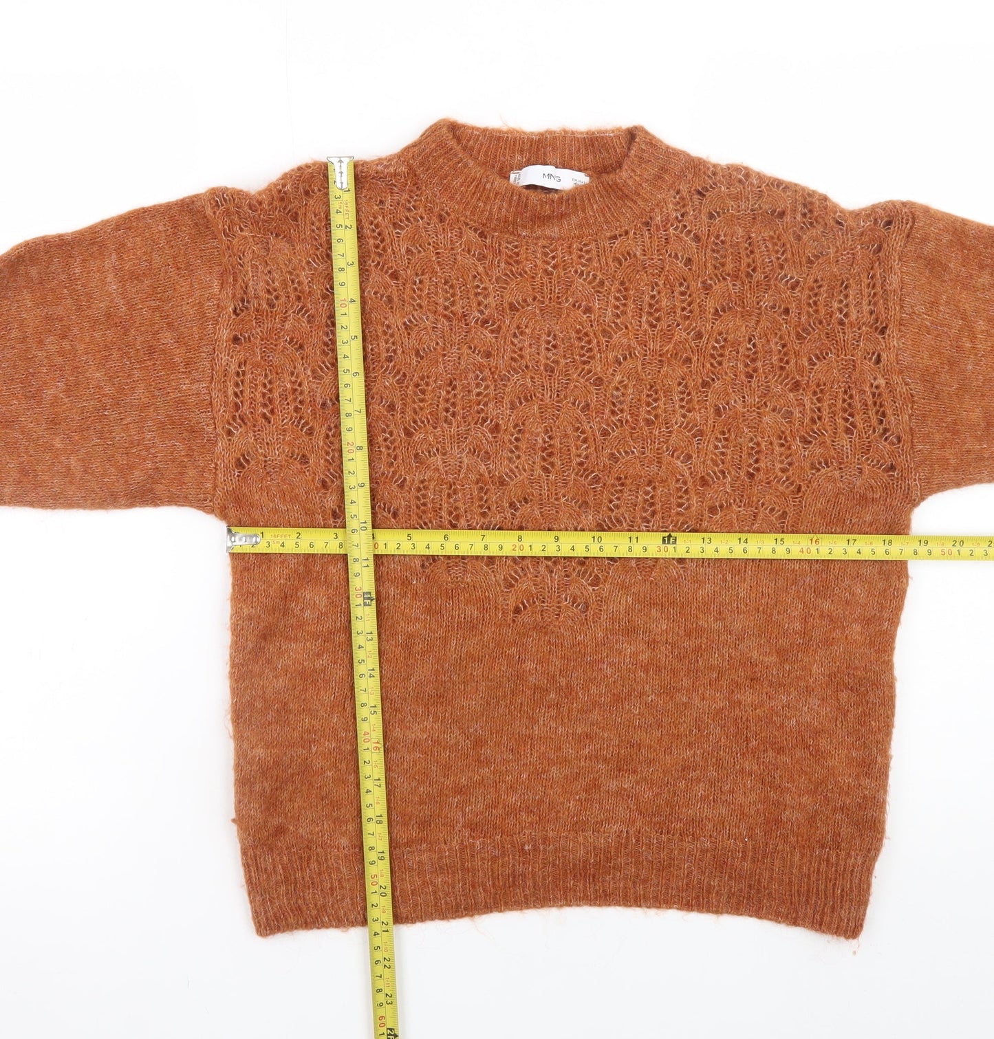 MNG Womens Brown Mock Neck Knit Jumper Size S Long Sleeve Pullover