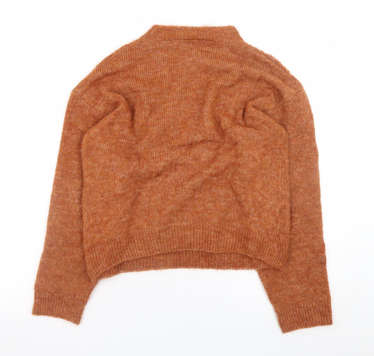 MNG Womens Brown Mock Neck Knit Jumper Size S Long Sleeve Pullover