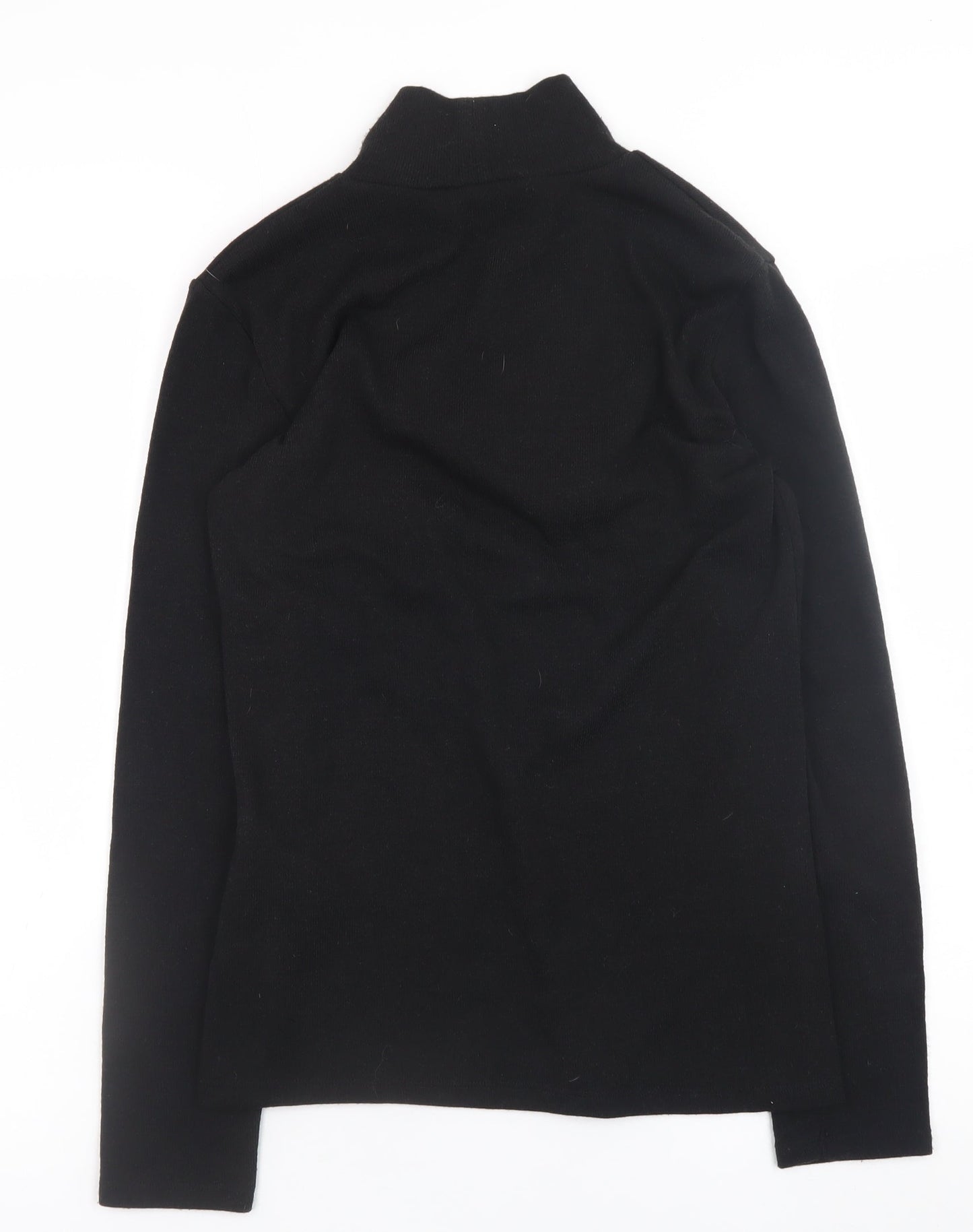 Zara Women Black Mock Neck Beaded Pullover Jumper Size M