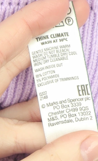 Marks and Spencer Womens Purple Open Knit V-Neck Button Cardigan M