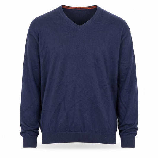 Boden Men’s Blue V-Neck Cotton Cashmere Jumper Size M