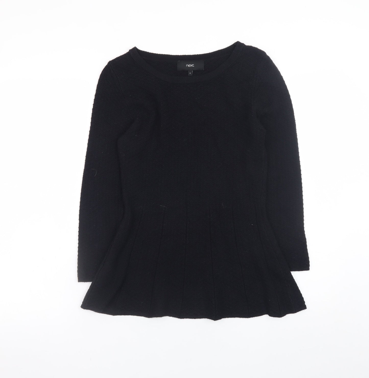 Next Women’s Black Knit Fit & Flare Dress Size 8 Long Sleeve