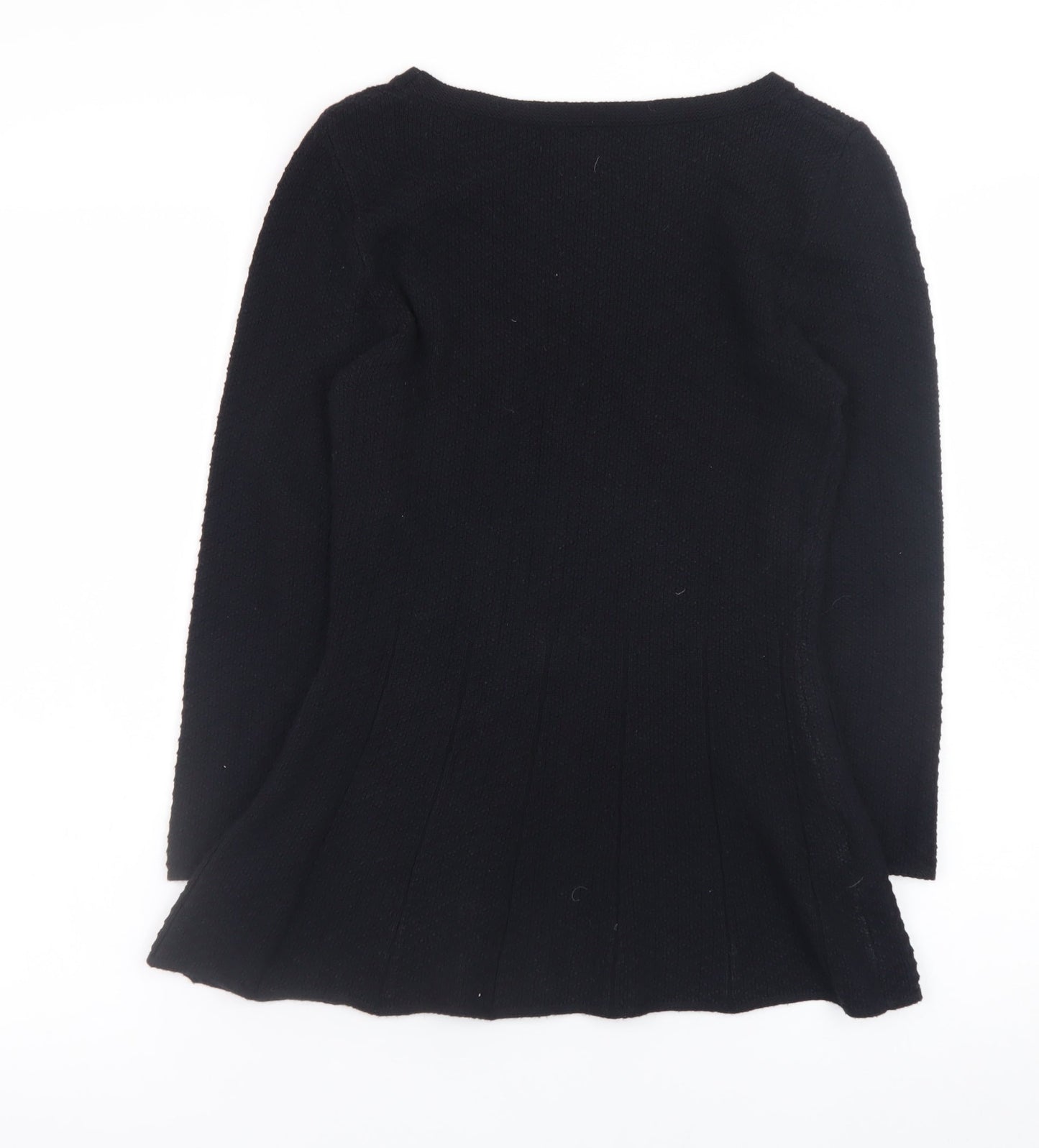 Next Women’s Black Knit Fit & Flare Dress Size 8 Long Sleeve