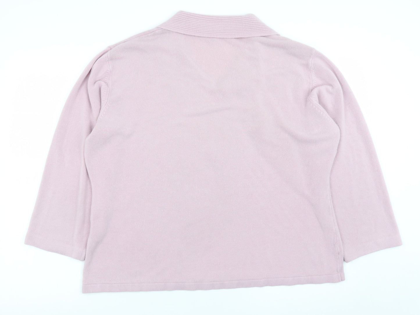 Janique Womens Pink Acrylic Cowl Neck Jumper Size 24