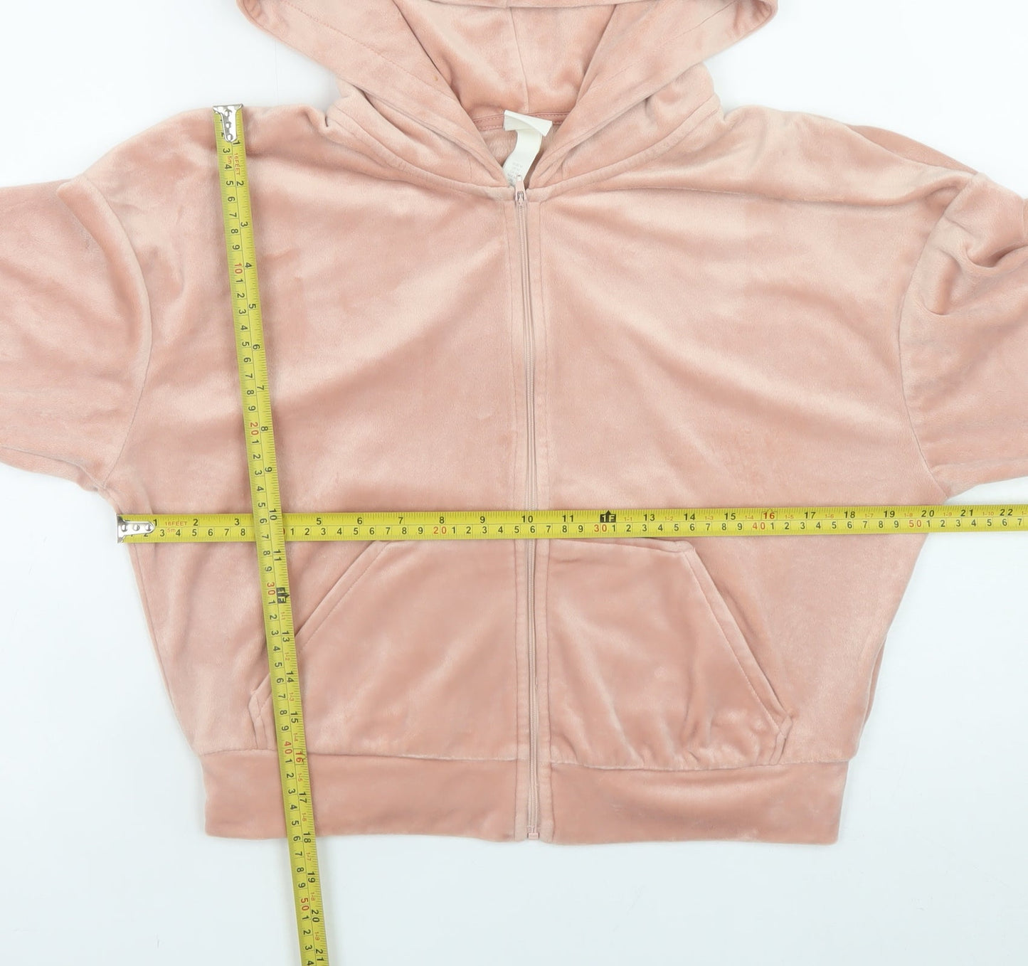H&M Women Pink Velour Full Zip Hoodie Size 12 Medium