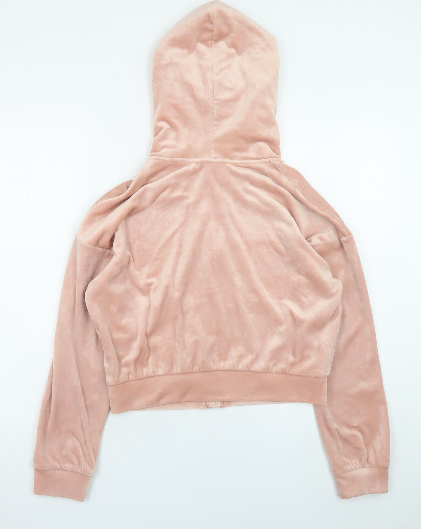 H&M Women Pink Velour Full Zip Hoodie Size 12 Medium