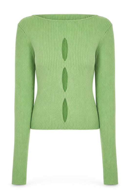 Urban Outfitters Women Green Slim Fit Knit Boat Neck Jumper Size S