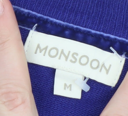 Monsoon Women Blue Medium Cardigan Button Front Knit Jumper