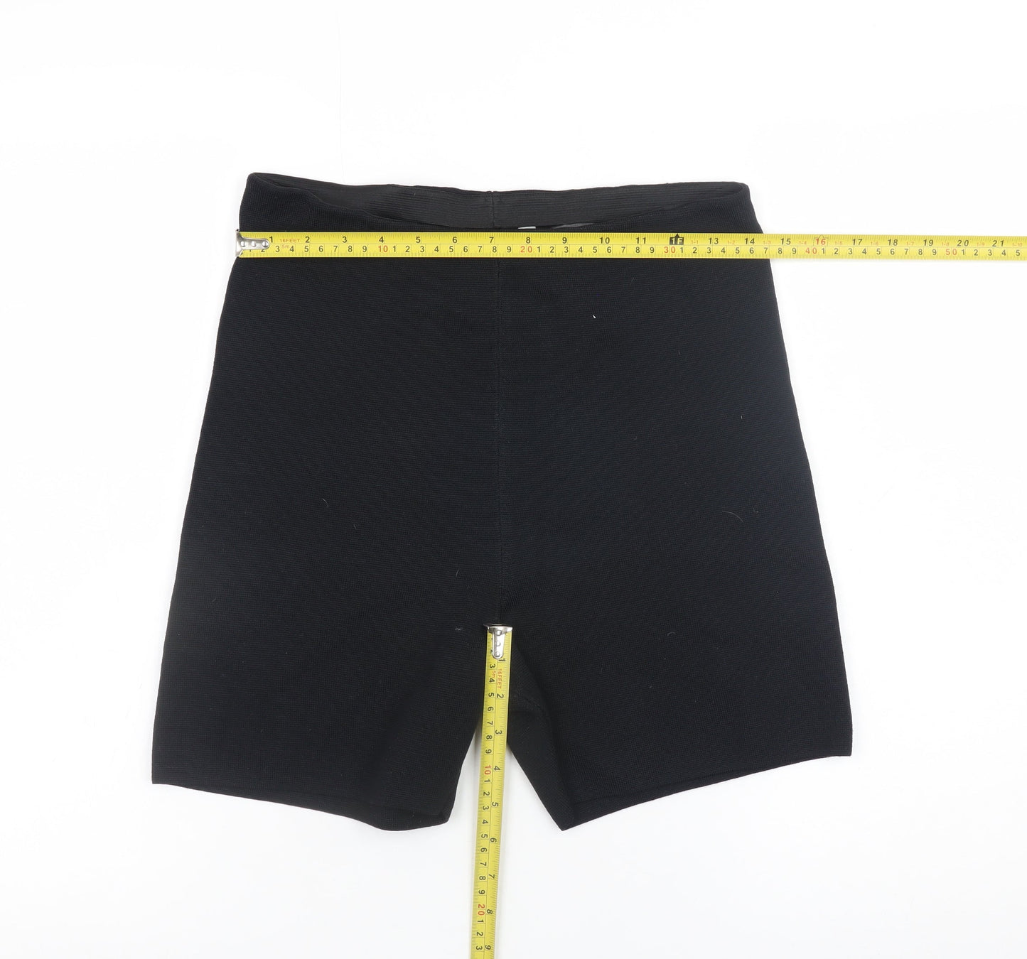 H&M Women Black Biker Activewear Shorts Size 12 Slim Fit