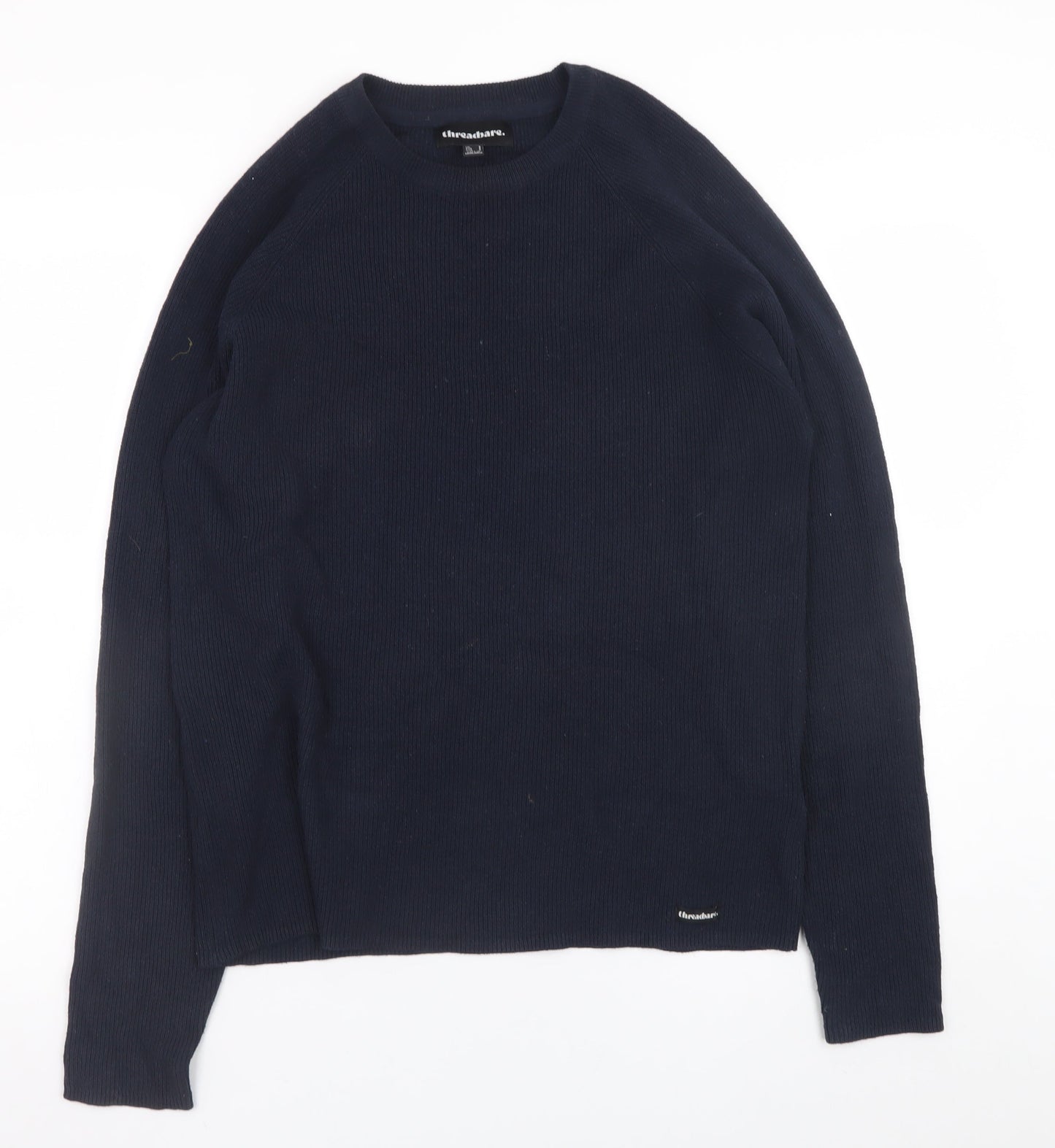 Threadbare Men's Blue Cotton Crew Neck Jumper Size S