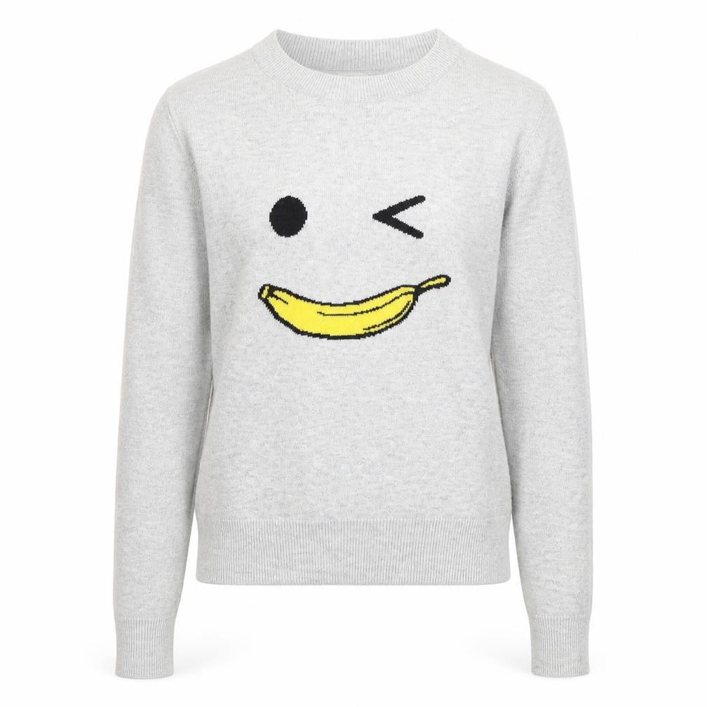 River Island Women’s Grey Funny Banana Pullover Jumper Size 10